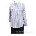 Camisa Oxford de rayas tejidas YD de algodón para mujer